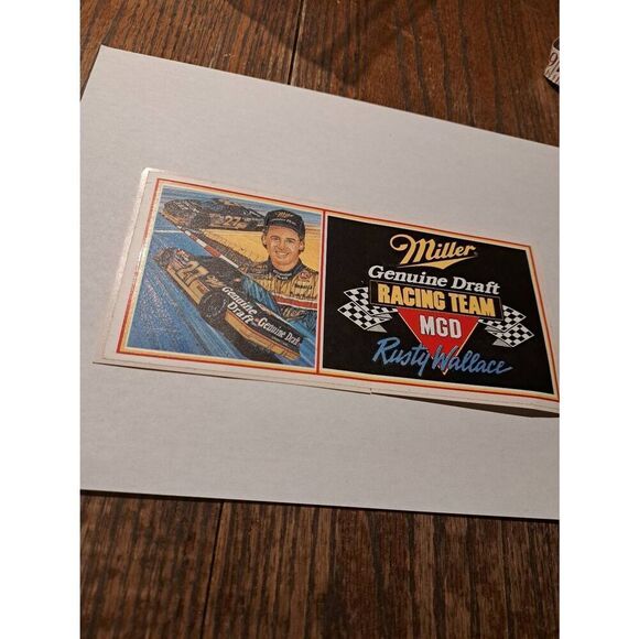 Vintage Rusty Wallace Fan Club Miller Nascar Bumper Sticker Race Car Mancave - Picture 1 of 9